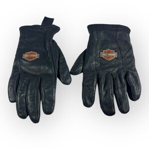 Harley Davidson Leather Riding Gloves Woman's Large Black Patch Classic Logo